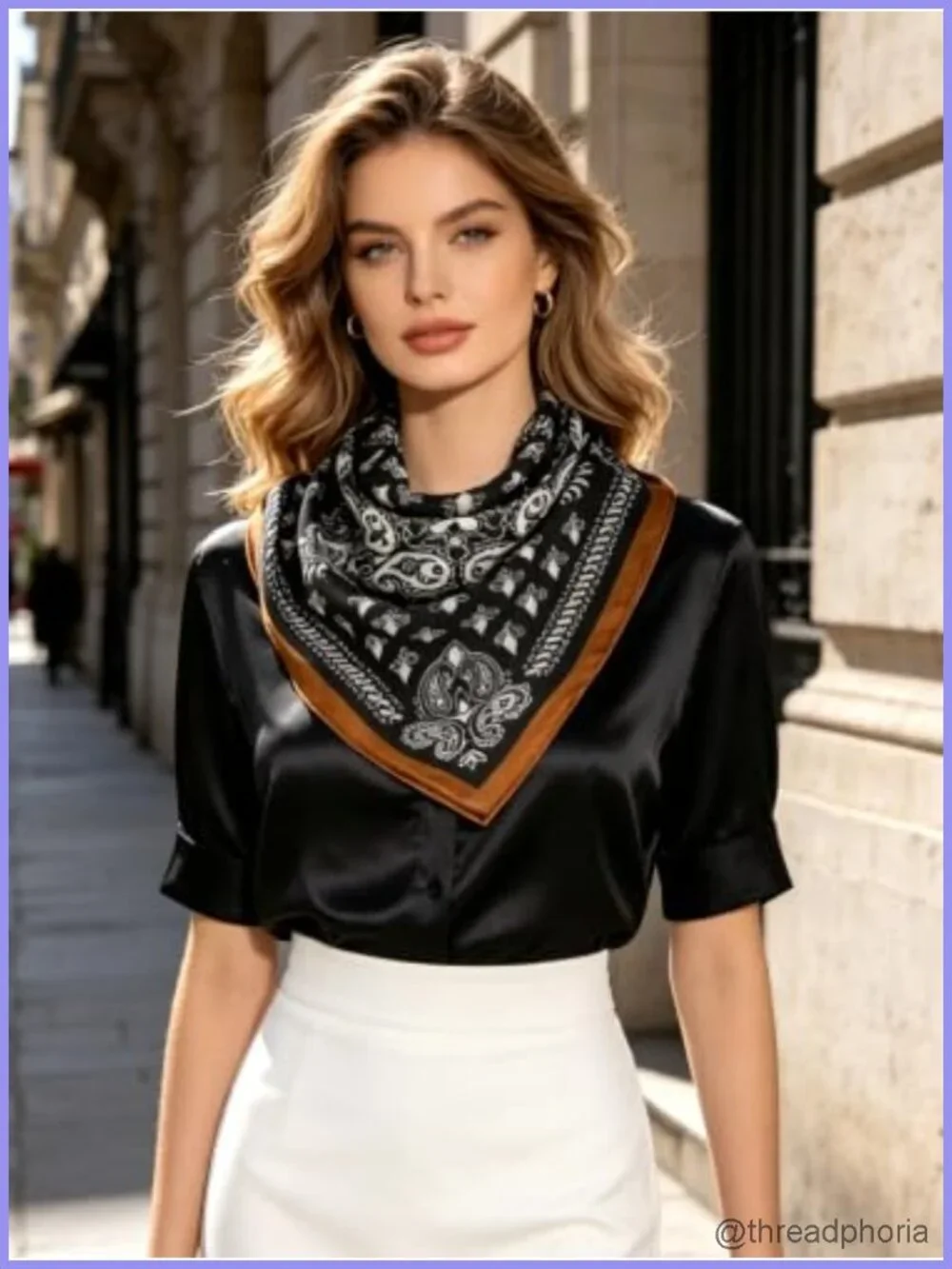 Oversized Bandana Scarf with Ring Polyester Paisley Head Wrap